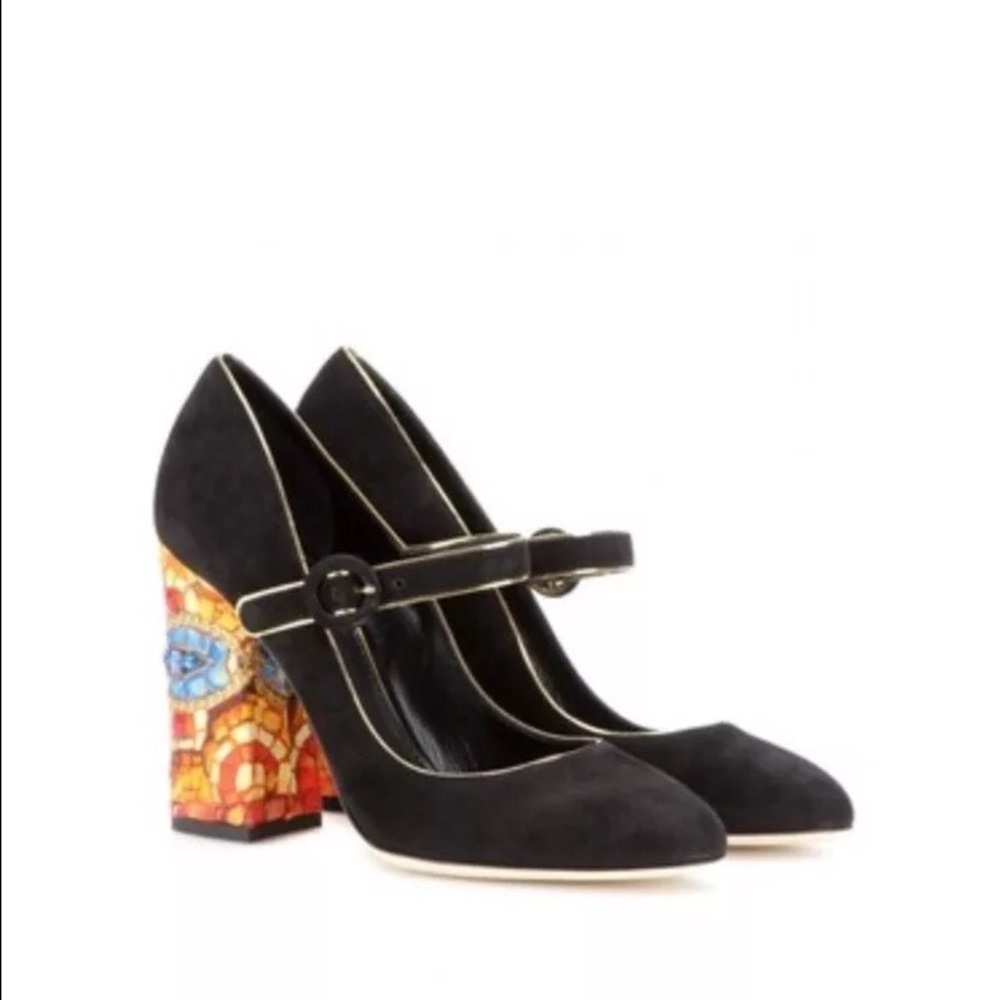 New Dolce & Gabbana Vally Suede Mary-Jane Pumps 36