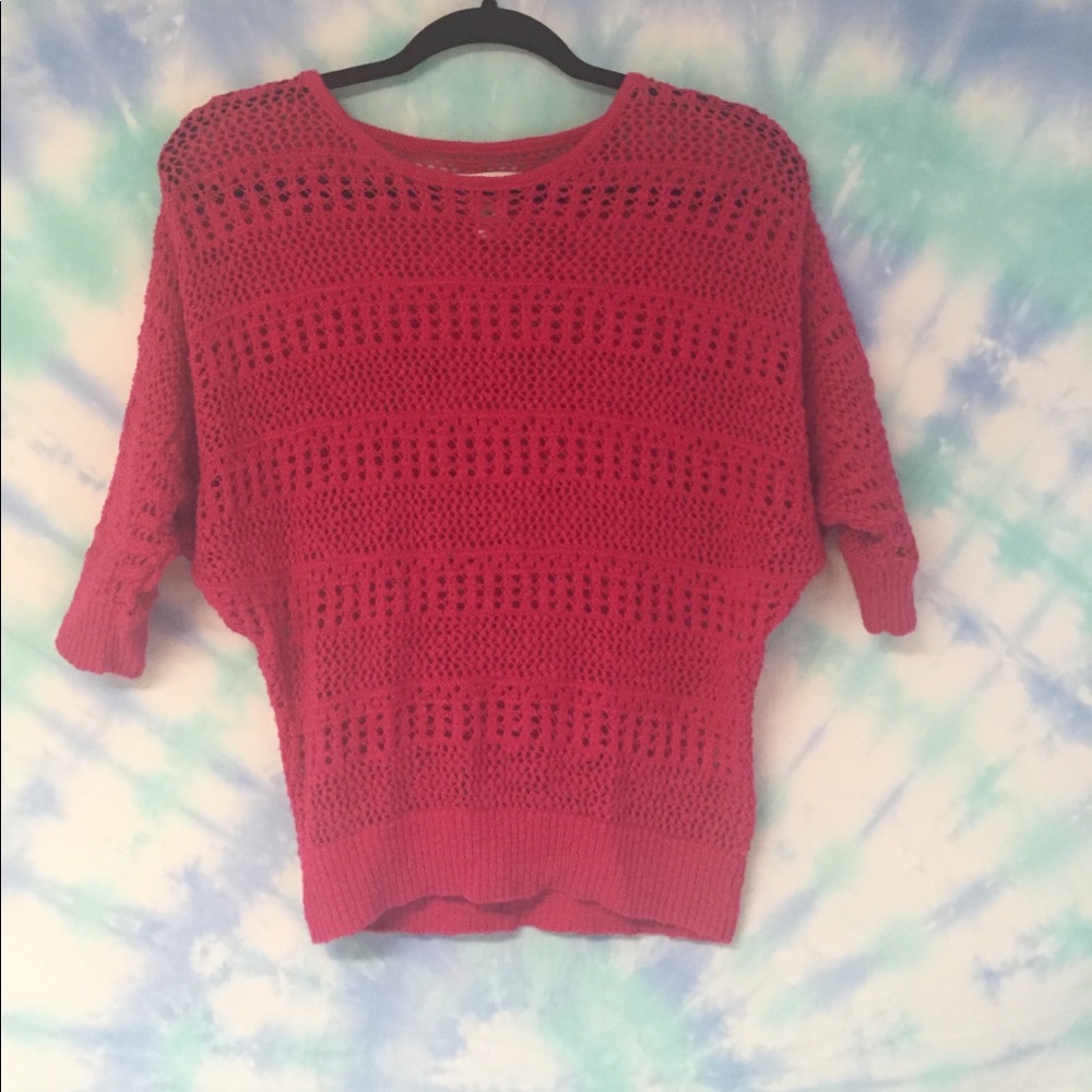Pink open knit sweater