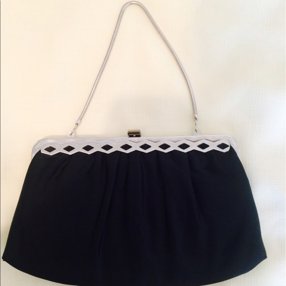 Elegant Clutch Purse Black With Silver Trim