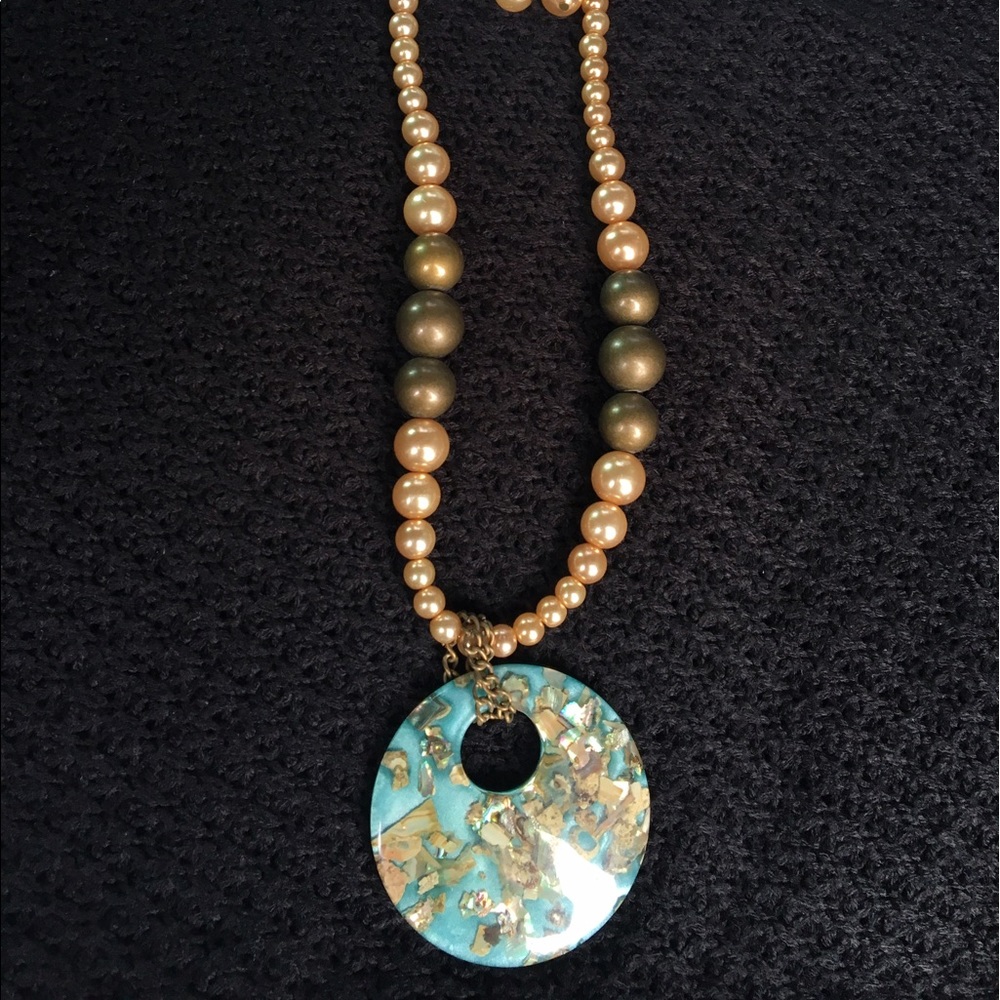Fashion Gold and Aqua 2pc Necklace w/ earrings