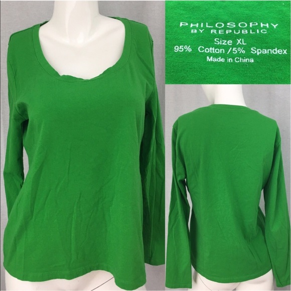 Philosophy Tops - 💌XL Philosophy Green Scoop Neck Long Sleeve Top