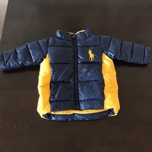 Navy and yellow Polo puffer jacket size 18 months