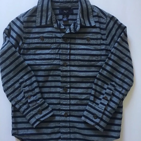 Gap Kids Button Down Long Sleeve Striped Shirt XS - Picture 1 of 5
