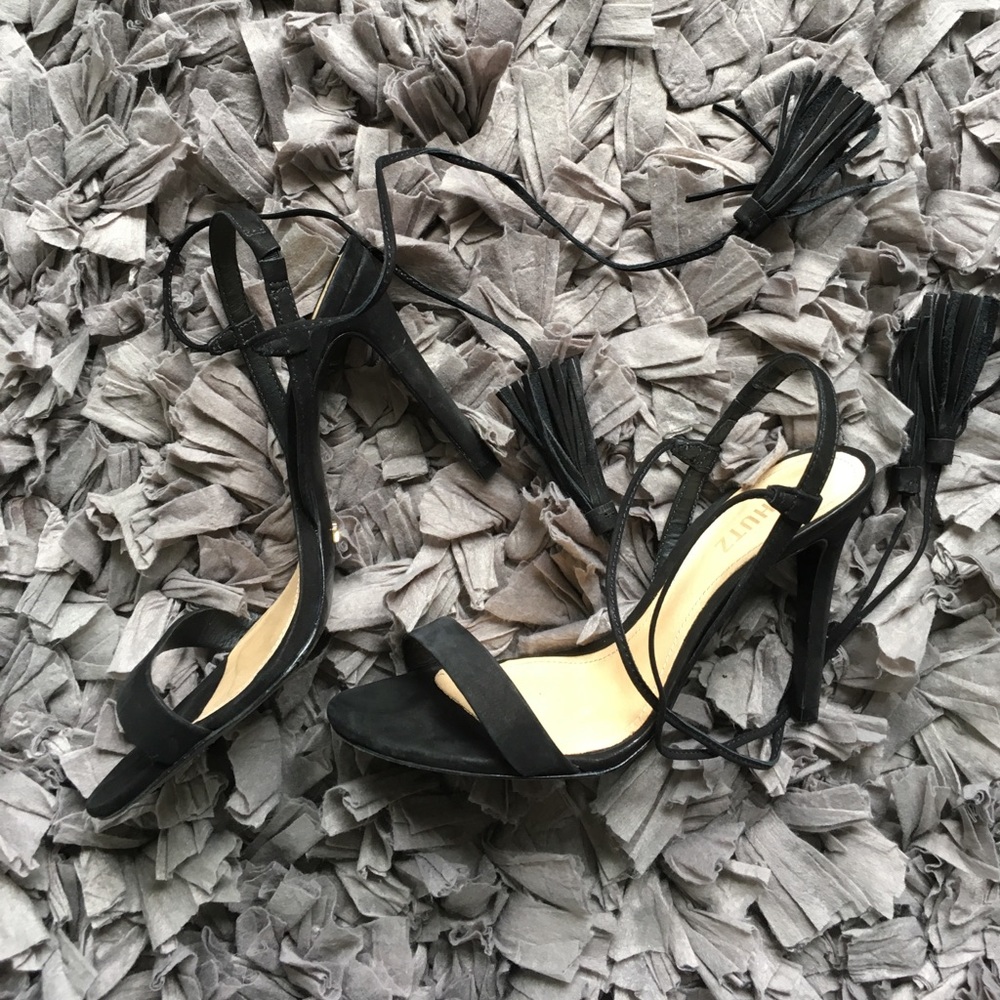 Black Schutz tassel heels