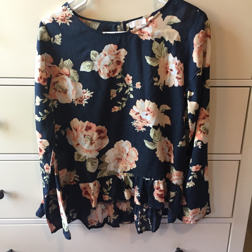 Floral ruffle shirt