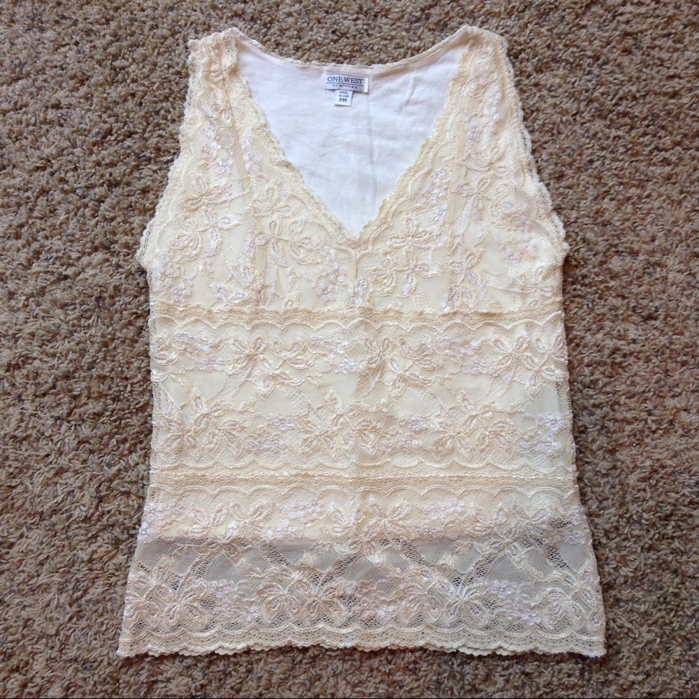 3 for $20 Yellow/ Ivory Sleeveless Lace Blouse