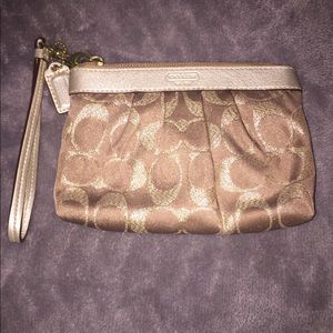 Gold COACH Wristlet
