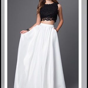 Two piece prom dress, black and white