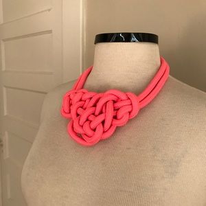 Neon Pink Corded Knot Statement Necklace