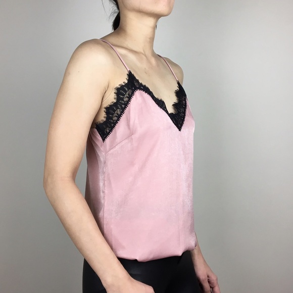 Dusty pink lace satin camisole - Picture 2 of 3