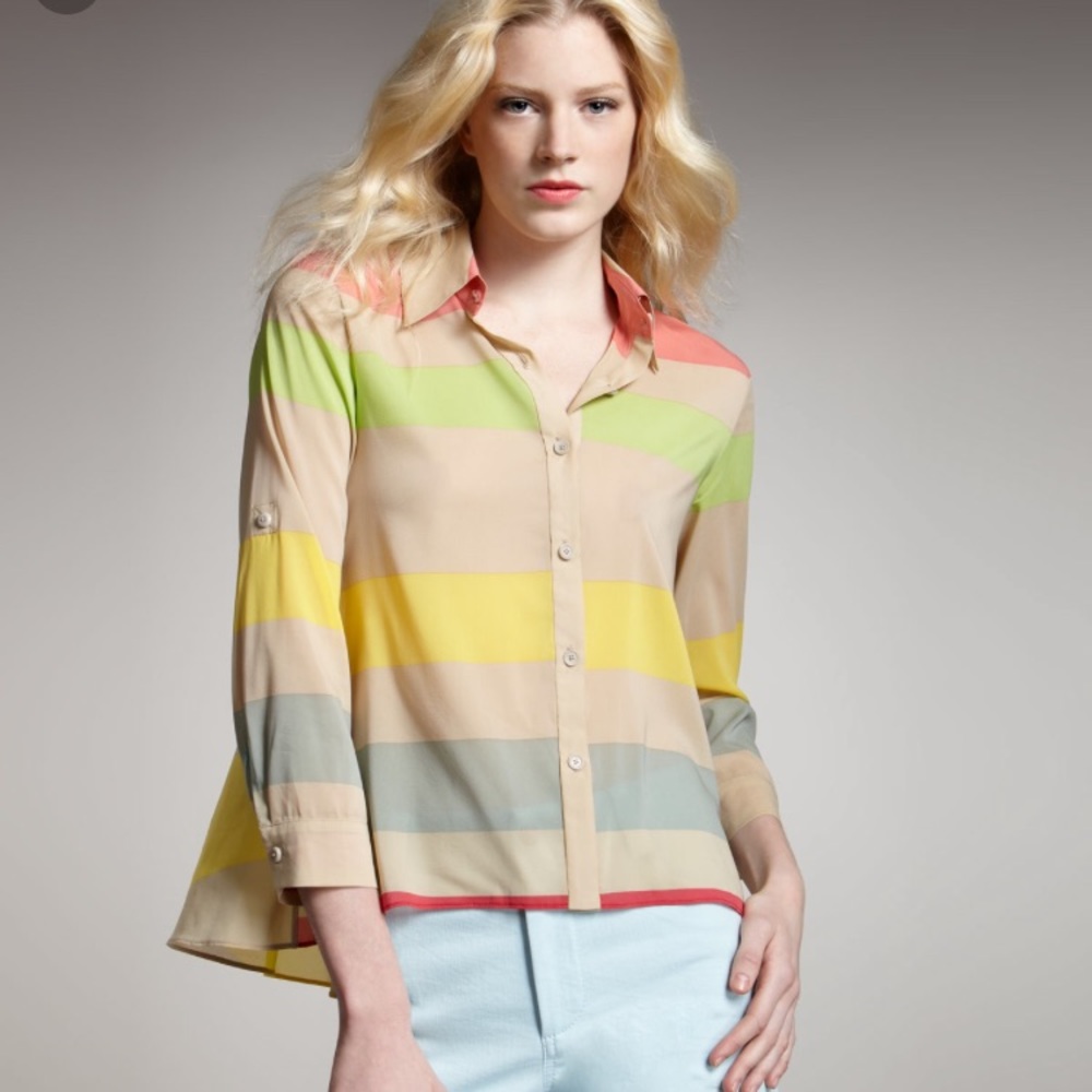 BNWOT ALICE & OLIVIA CANDY STRIPE PEPLUM BACK TOP