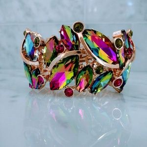 Bling rainbow rhinestone stretch bangle