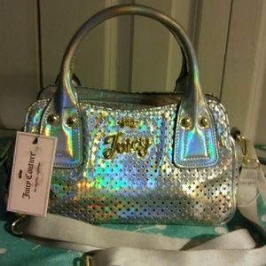 NWT small shiny silver juicy couture purse