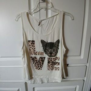 Cat crop tank top
