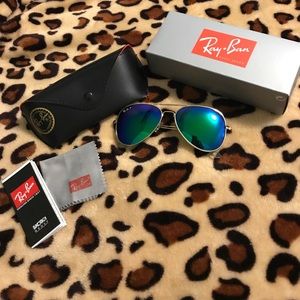 RayBan sunglasses-Blue green lens/gold frame