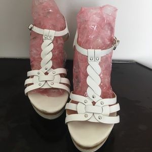 White Franco Sarto Wedges