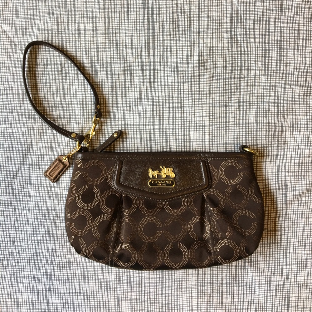 Coach Signature Brown Wristlet