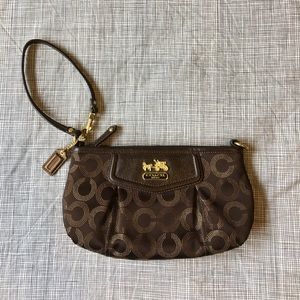 Coach Signature Brown Wristlet