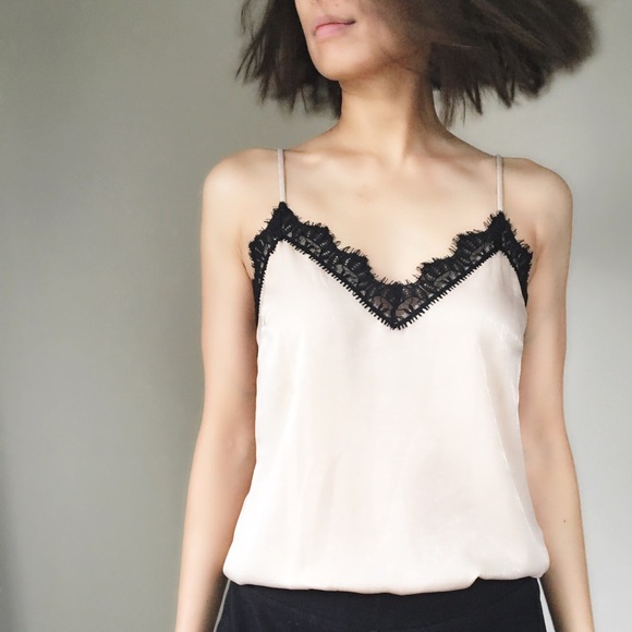 CHICBOMB Boutique Tops - Nude champagne lace satin camisole.