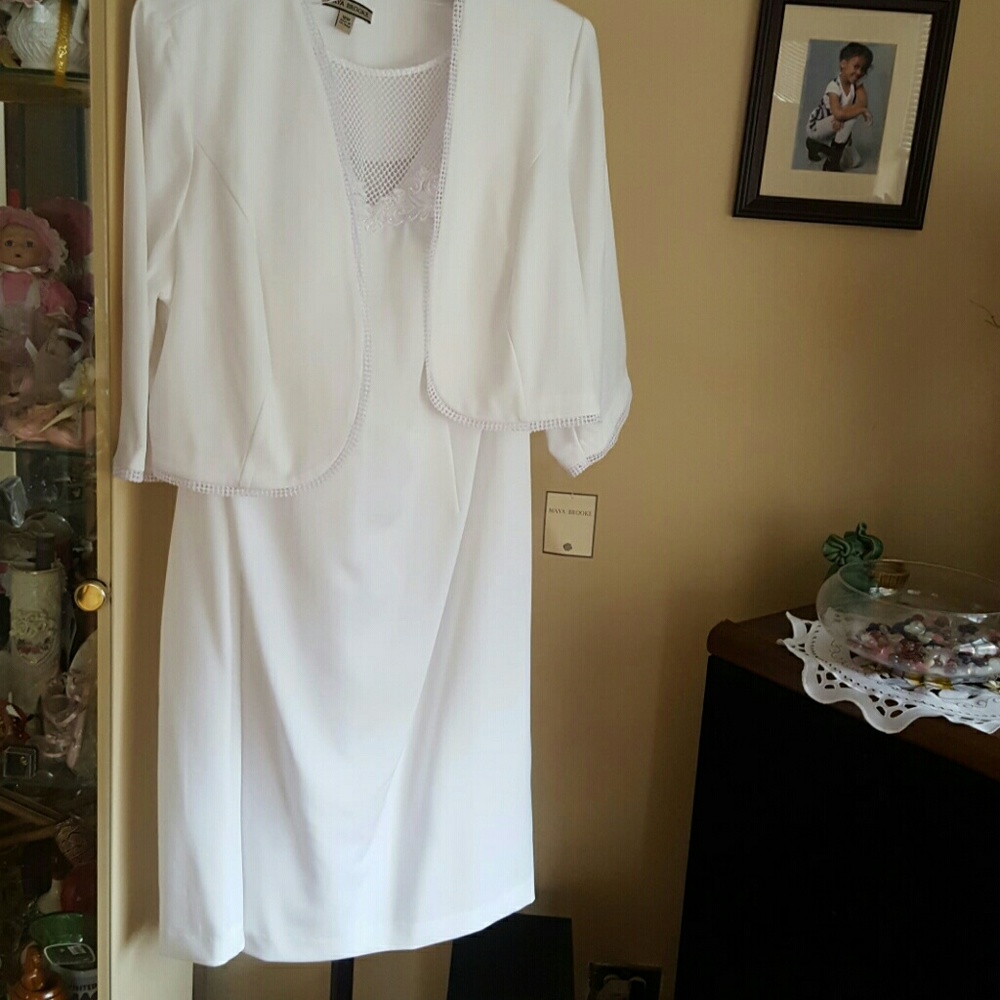 2 piece white dress with blazer