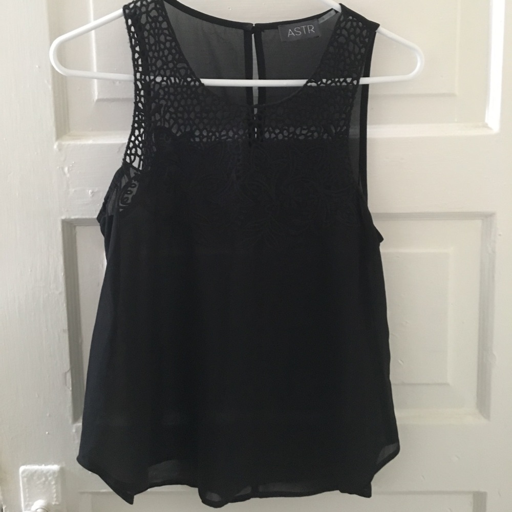 ASTR black tank with floral detail