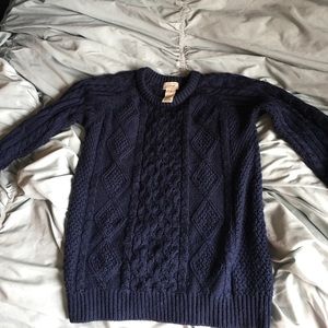 Lands End Cable Knit Navy Sweater