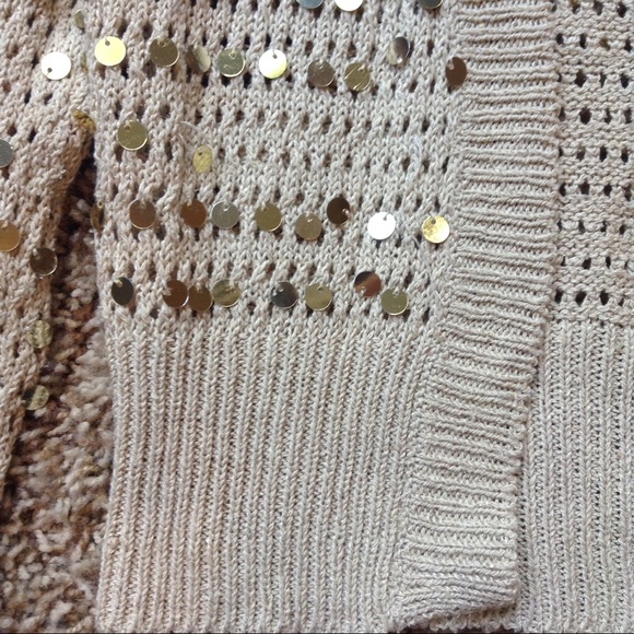 2 for $12Crocheted Tan Shrug with Big Gold Sequins - Picture 3 of 5