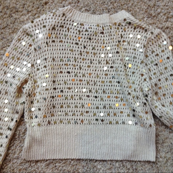 2 for $12Crocheted Tan Shrug with Big Gold Sequins - Picture 4 of 5