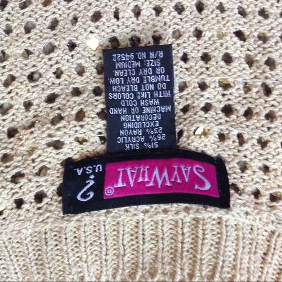 2 for $12Crocheted Tan Shrug with Big Gold Sequins - Picture 5 of 5