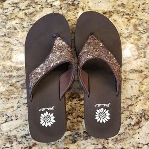 Yellow Box flip flops