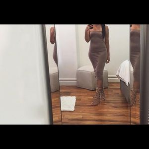 Midi Bodycon Nude Dress