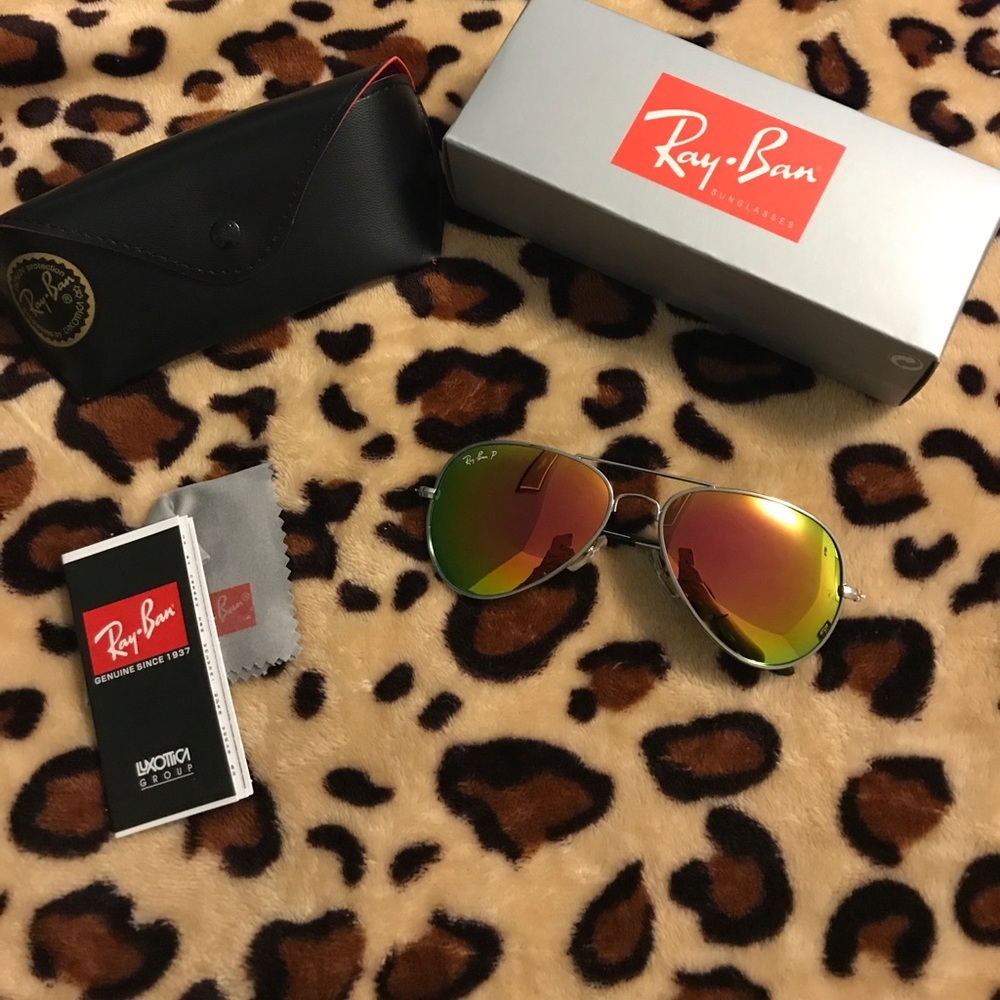 RayBan sunglasses-green/pink lens, silver frame