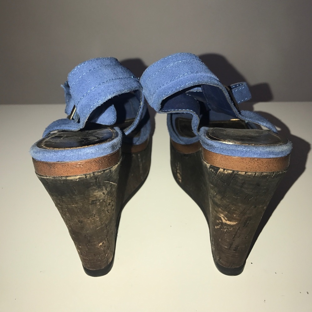 Blue Open Toe Wedges - Picture 2 of 4