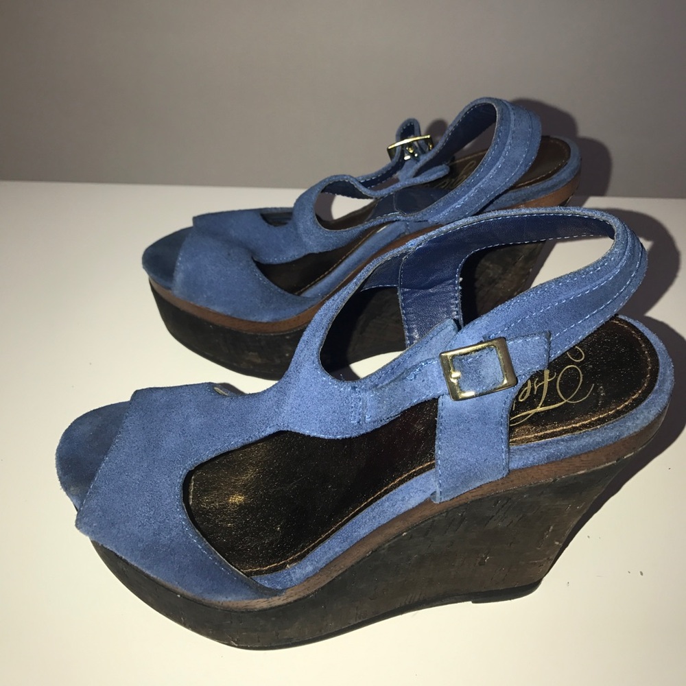 Blue Open Toe Wedges - Picture 3 of 4