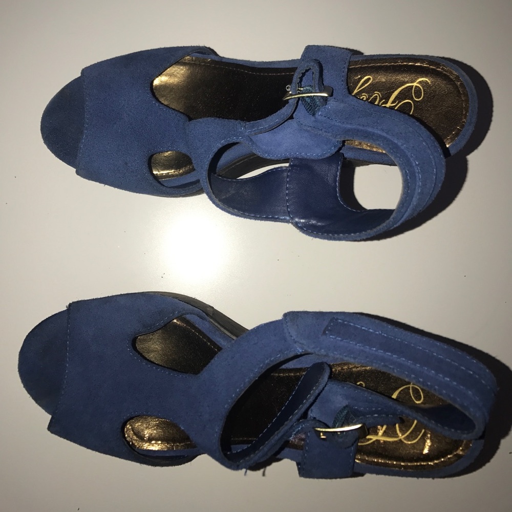 Blue Open Toe Wedges - Picture 4 of 4