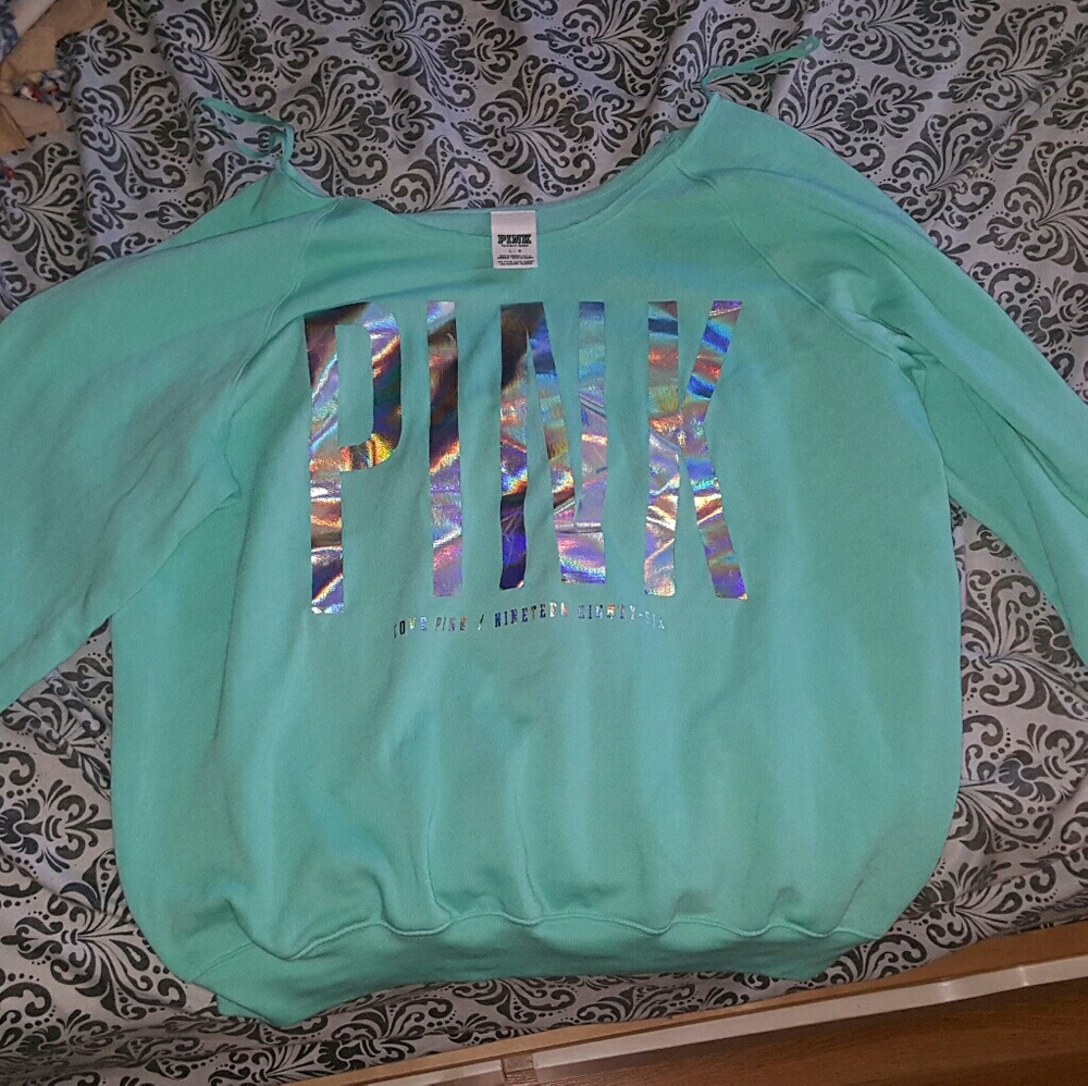 PINK Teal sweater long sleeve size large