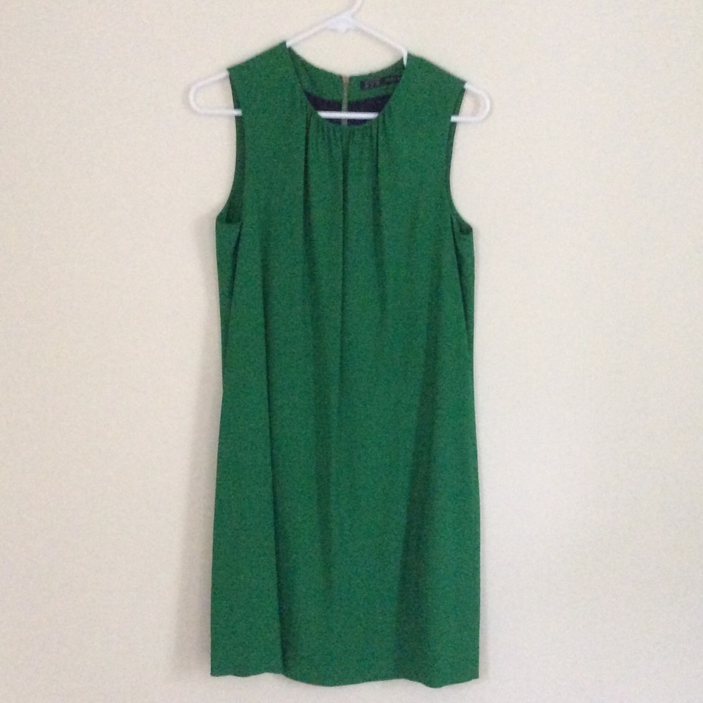 Emerald green sleeveless shift dress
