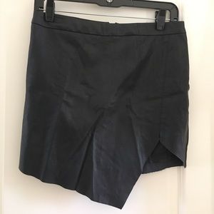 Vegan leather asymmetric mini skirt