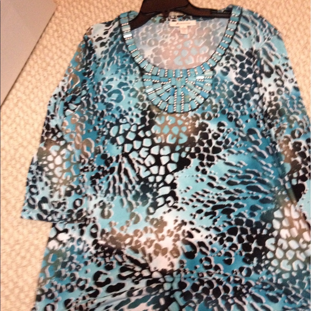 Turquoise beaded shirt