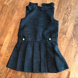 Janie and Jack school girl romper. Navy and aqua
