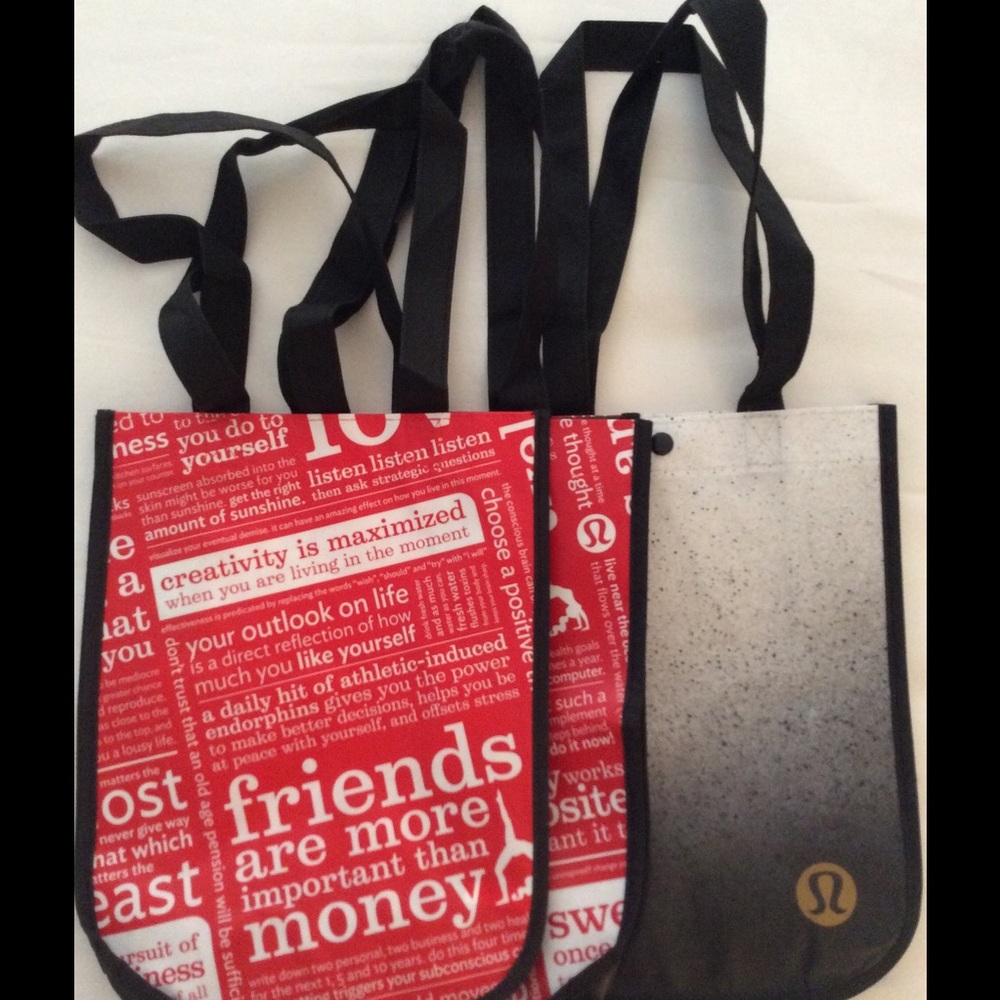 lululemon shopping bags, three different styles