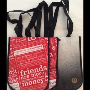 lululemon shopping bags, three different styles