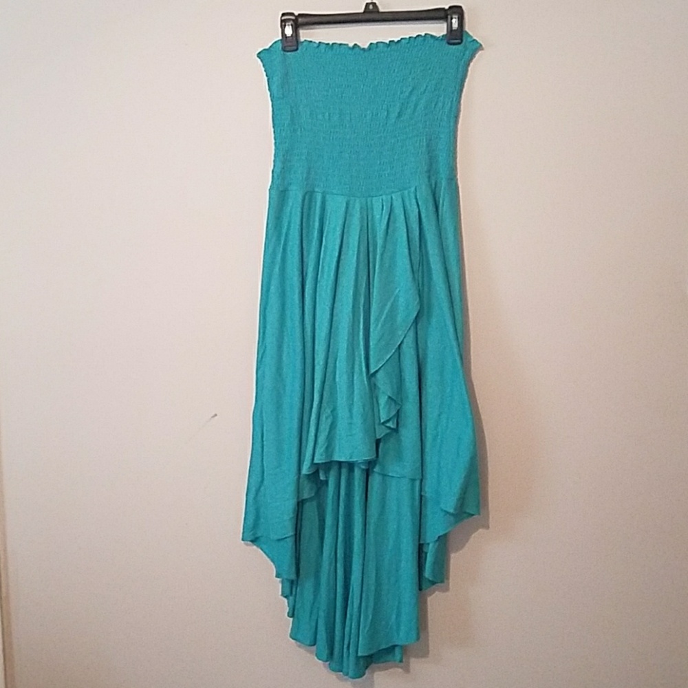 Strapless high low maxi dress