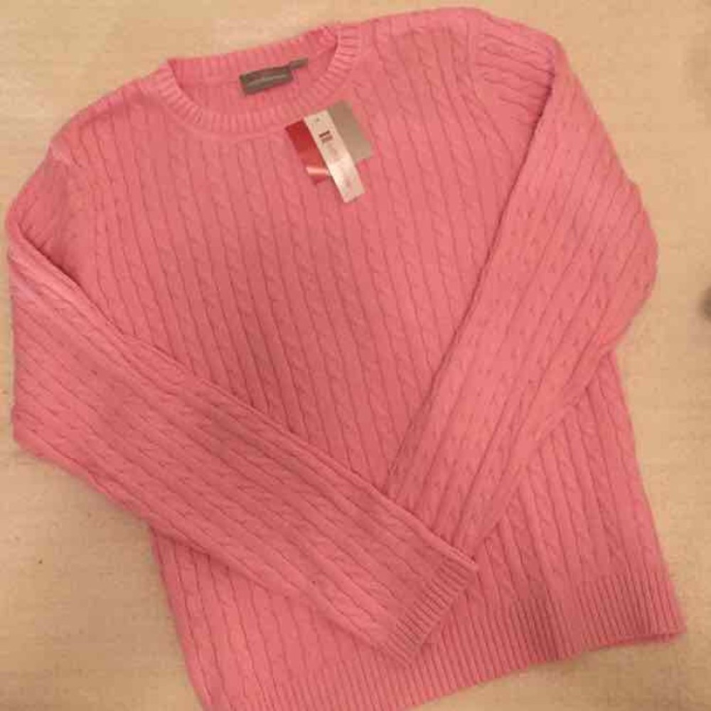 NWT Pink Cable Knit Sweater women XL