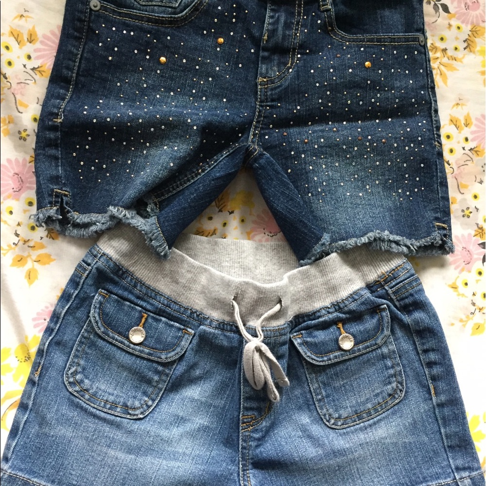 Two girls denim shorts