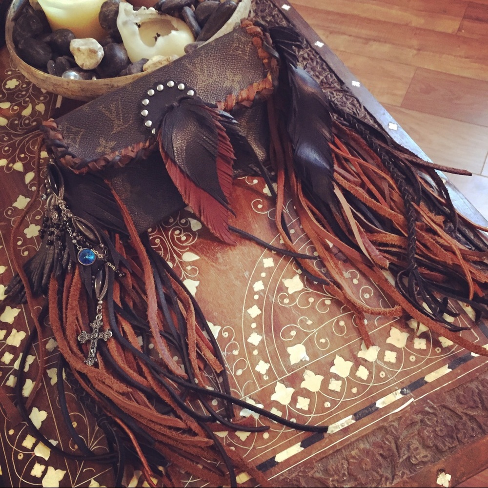 Up Cycled Fringed Clutch/Wallet