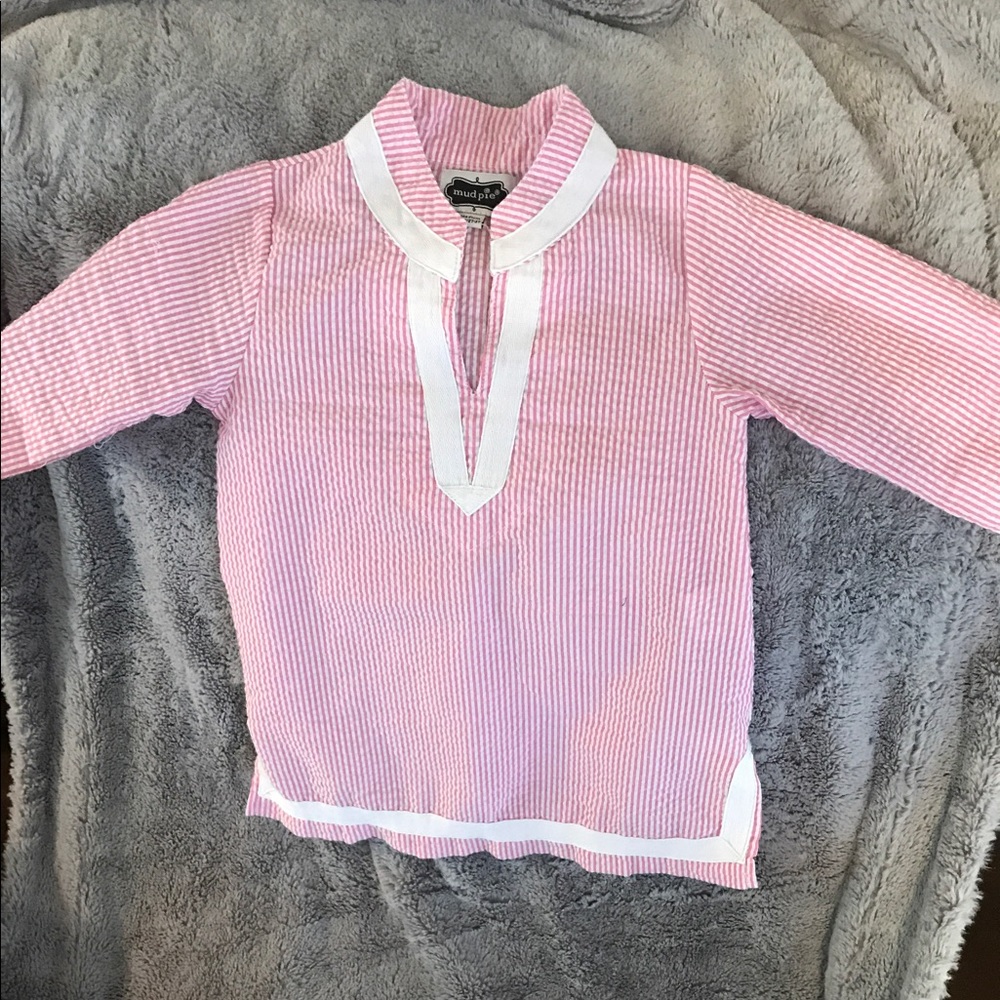 Pink & white seersucker dress