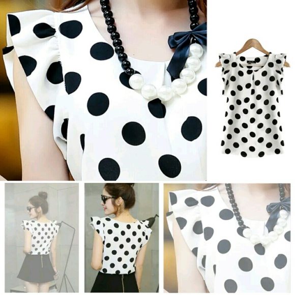 ****Host Pick**** Chiffon Polka Dot Blouse NWT - Picture 2 of 7