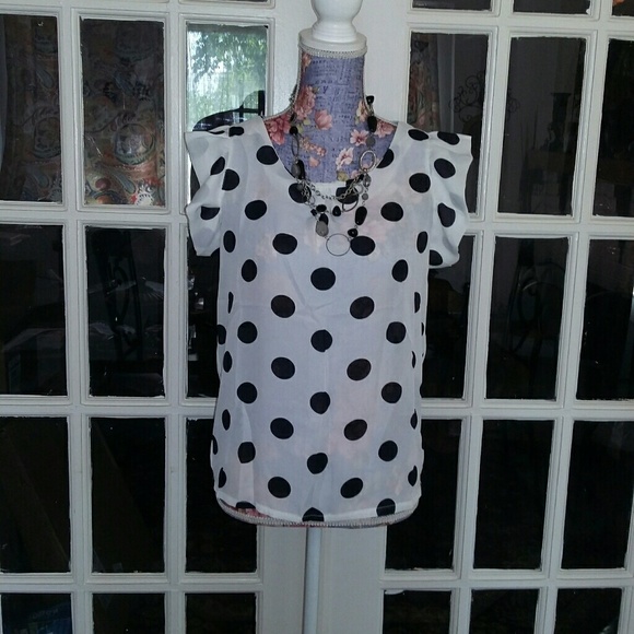 ****Host Pick**** Chiffon Polka Dot Blouse NWT - Picture 3 of 7