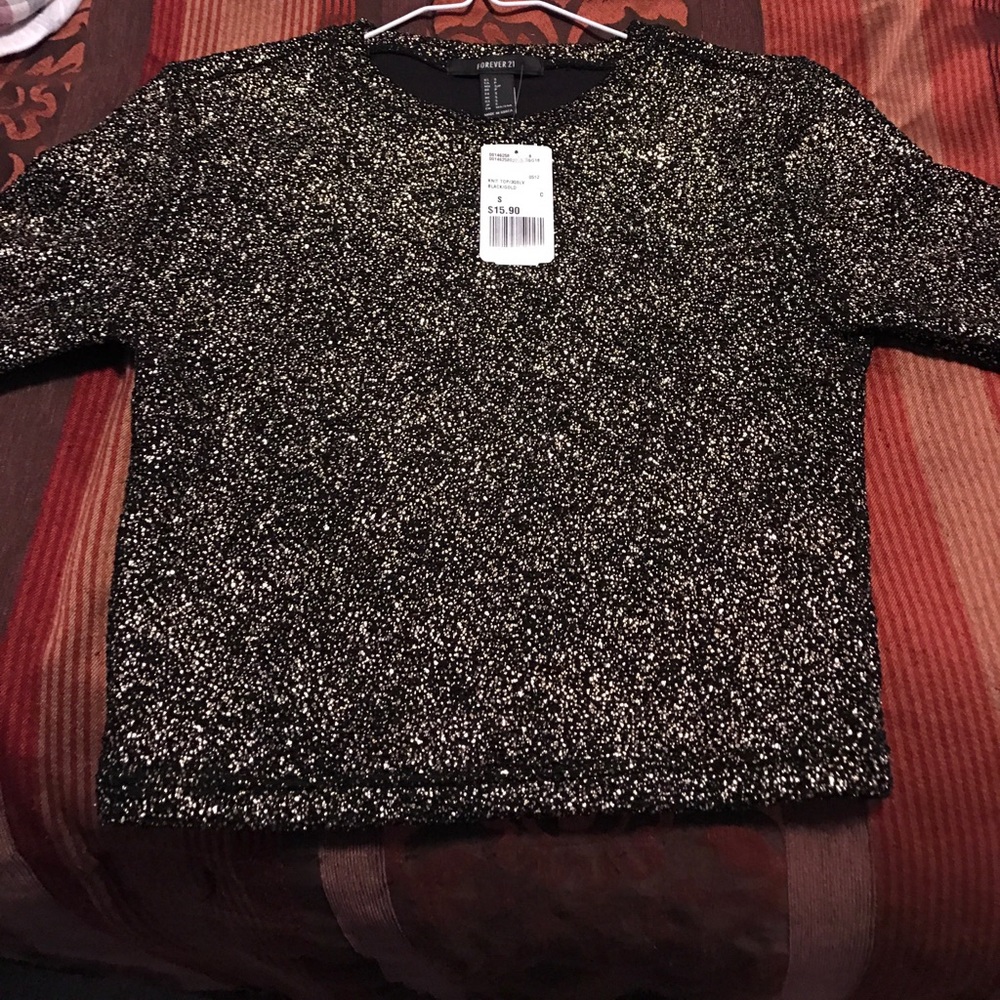 Gold and Black Sequence Top